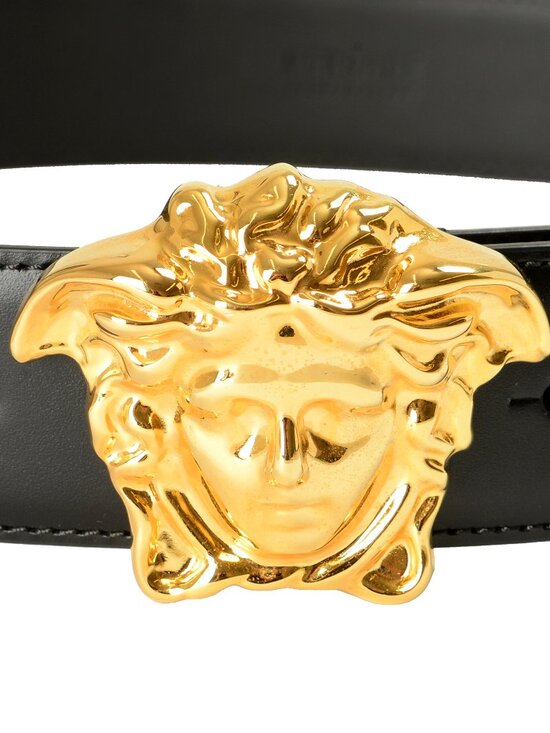 Versace Black 100% Leather Gold Medusa Head Decorated Belt US 28 IT 70